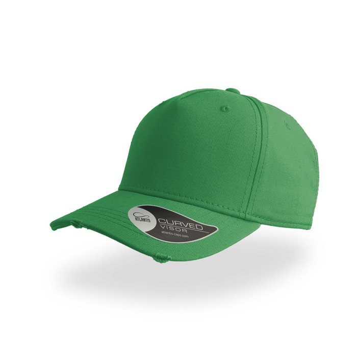 Gorra de algodón destruido con 5 paneles y cierre con hebilla color verde Gorra de algodón destruido con 5 paneles y cierre con hebilla color verde