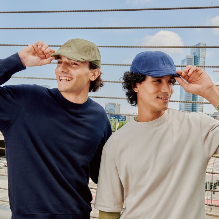 Boina de estilo retro de algodón reciclado y orgánico de 260 g/m2 vista de ambiente Boina de estilo retro de algodón reciclado y orgánico de 260 g/m2 vista de ambiente