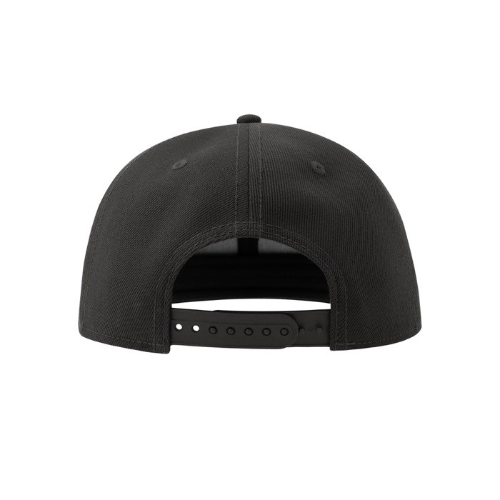 Gorra infantil de poliéster reciclado con visera plana 300 g/m2 color negro vista detalle 2