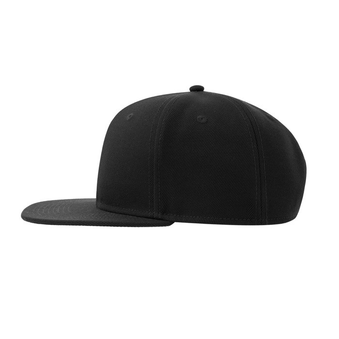 Gorra infantil de poliéster reciclado con visera plana 300 g/m2 color negro