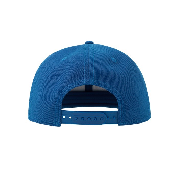 Gorra infantil de poliéster reciclado con visera plana 300 g/m2 color azul real vista detalle 2