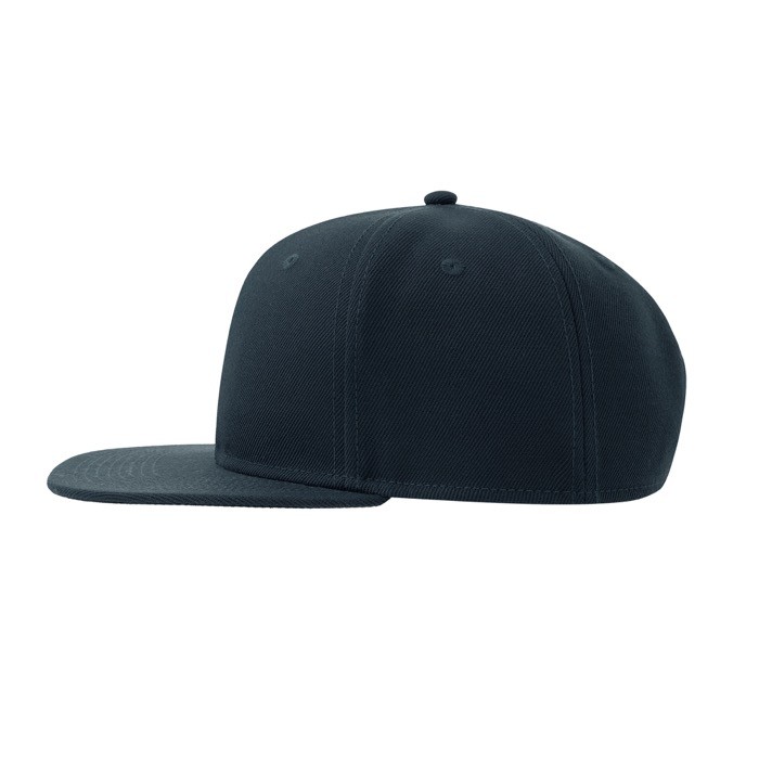 Gorra infantil de poliéster reciclado con visera plana 300 g/m2 color azul marino