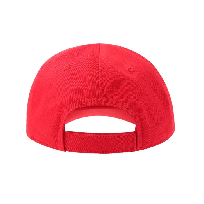 Gorra para niños de algodón orgánico de tipo béisbol de 260 g/m2 color rojo vista detalle 2