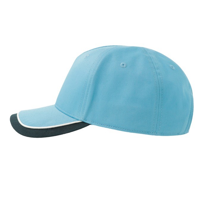 Gorra para niños de algodón orgánico de tipo béisbol de 260 g/m2 color azul claro
