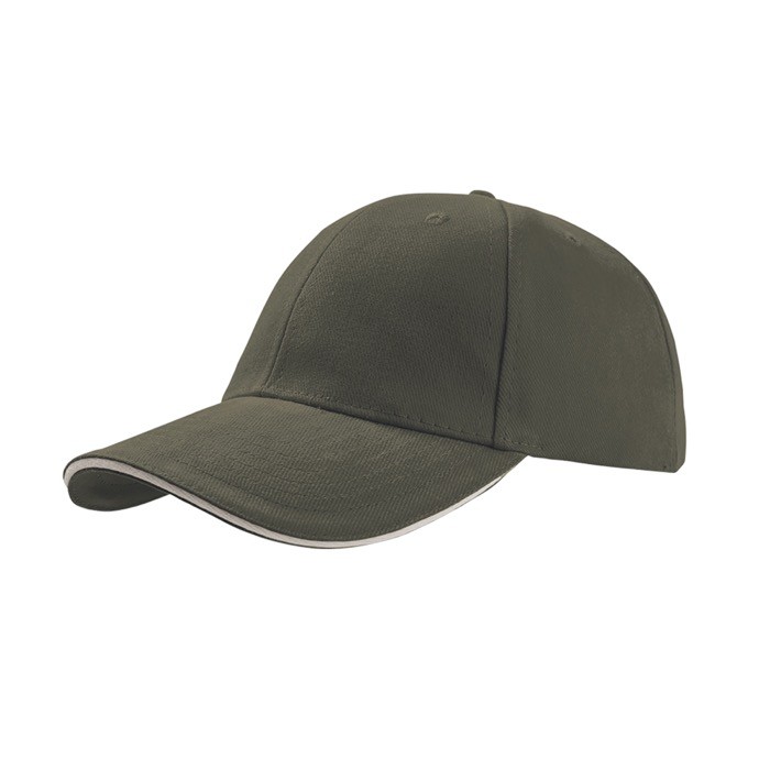 Gorra de algodón de tamaño único con cierre de hebilla 250 g/m2 color verde oliva