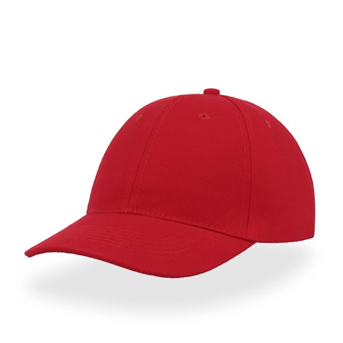 Gorra de algodón cepillado de 6 paneles con cierre de hebilla color rojo