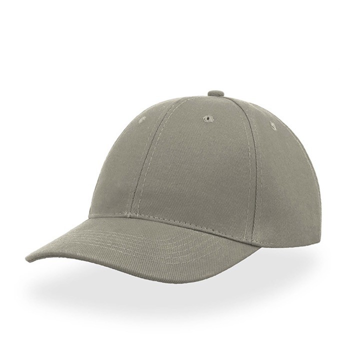 Gorra de algodón cepillado de 6 paneles con cierre de hebilla color gris claro