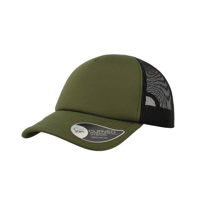 Gorra de poliéster con visera curvada y acolchada de 80 g/m2 color verde oliva Gorra de poliéster con visera curvada y acolchada de 80 g/m2 color verde oliva