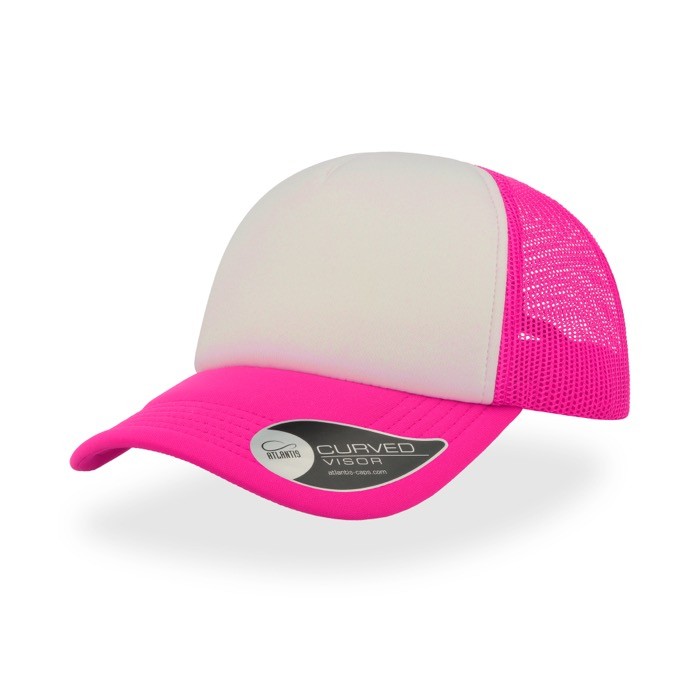Gorra de poliéster con visera curvada y acolchada de 80 g/m2 color rosa fluorescente Gorra de poliéster con visera curvada y acolchada de 80 g/m2 color rosa fluorescente