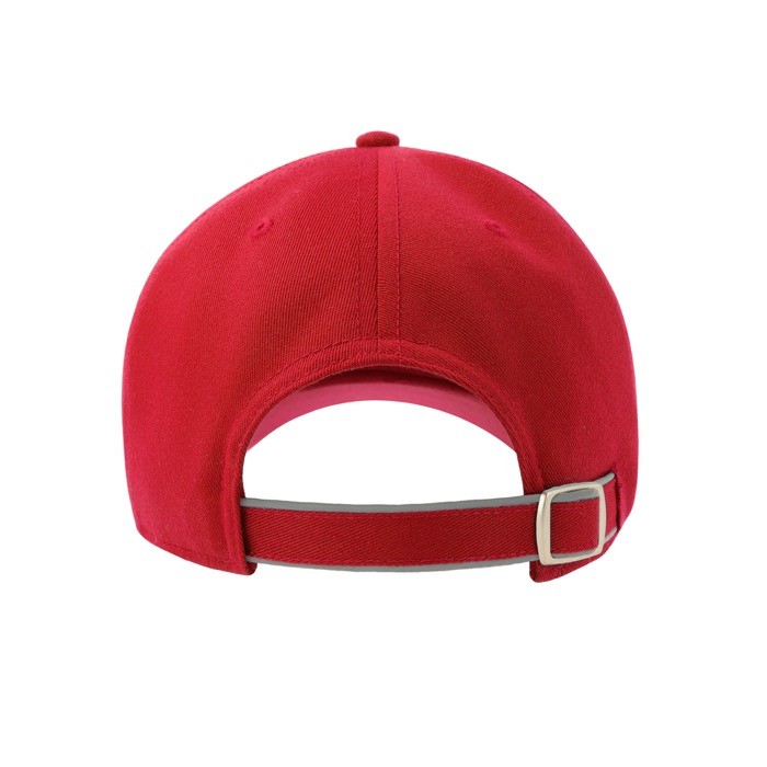 Gorra de poliéster con visera y cierre reflectantes 200 g/m2 color rojo vista detalle 2