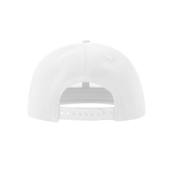 Gorra en sarga de poliéster reciclado con visera plana 300 g/m2 color blanco vista detalle 2 Gorra en sarga de poliéster reciclado con visera plana 300 g/m2 color blanco vista detalle 2