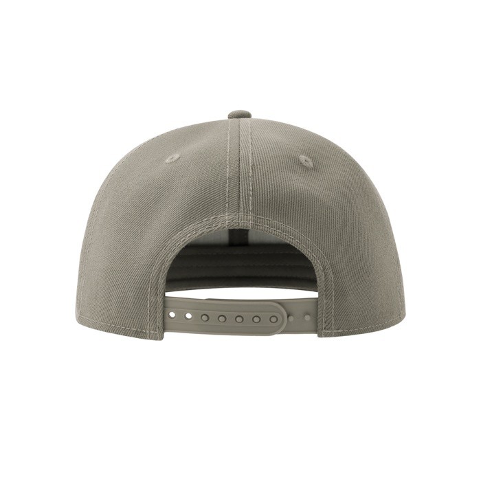 Gorra en sarga de poliéster reciclado con visera plana 300 g/m2 color gris claro vista detalle 2 Gorra en sarga de poliéster reciclado con visera plana 300 g/m2 color gris claro vista detalle 2