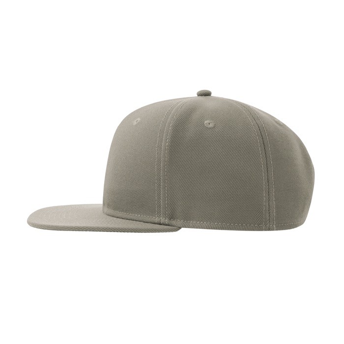 Gorra en sarga de poliéster reciclado con visera plana 300 g/m2 color gris claro Gorra en sarga de poliéster reciclado con visera plana 300 g/m2 color gris claro