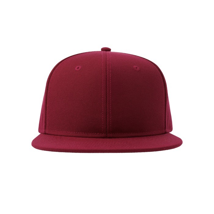 Gorra en sarga de poliéster reciclado con visera plana 300 g/m2 color rojo oscuro vista detalle 6 Gorra en sarga de poliéster reciclado con visera plana 300 g/m2 color rojo oscuro vista detalle 6