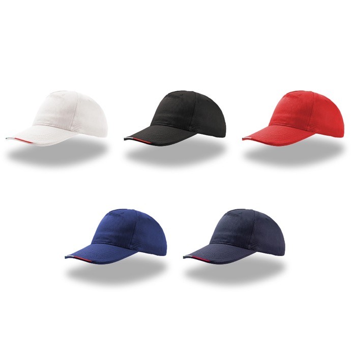 Gorra de algodón de colores con la bandera italiana en la visera vista 1