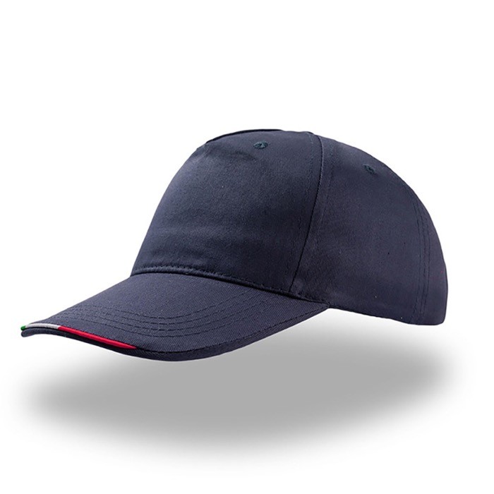 Gorra de algodón de colores con la bandera italiana en la visera color azul marino
