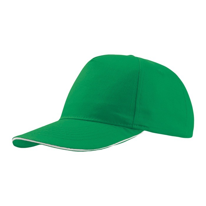 Gorra de algodón ligero con visera de contraste de color 160 g/m2 color verde Gorra de algodón ligero con visera de contraste de color 160 g/m2 color verde