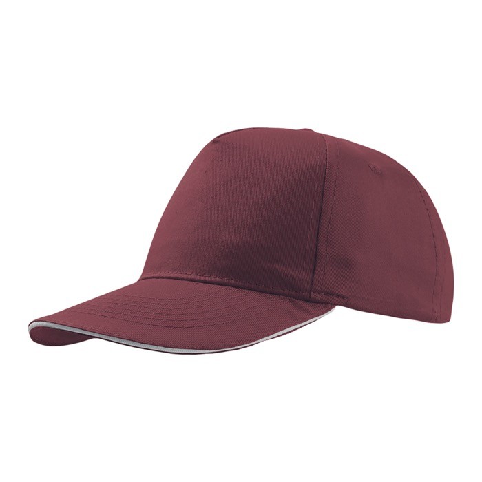 Gorra de algodón ligero con visera de contraste de color 160 g/m2 color burdeos Gorra de algodón ligero con visera de contraste de color 160 g/m2 color burdeos