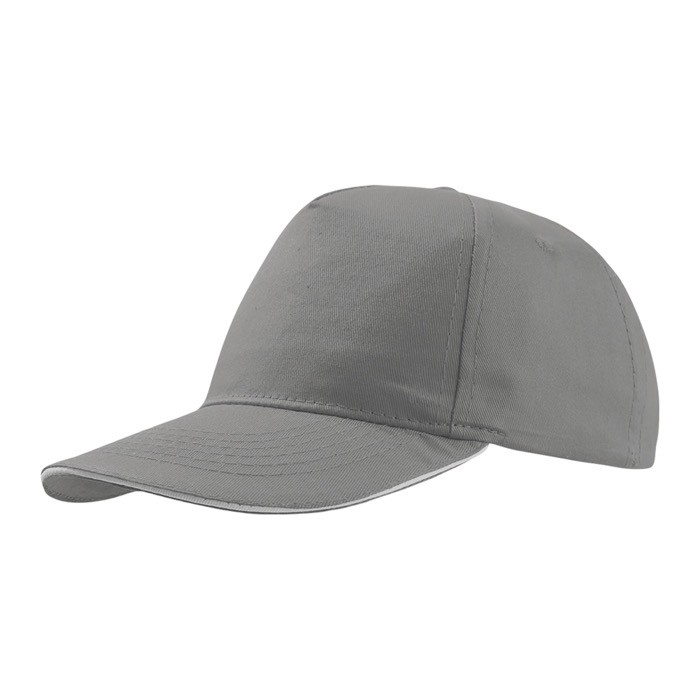 Gorra de algodón ligero con visera de contraste de color 160 g/m2 color gris claro Gorra de algodón ligero con visera de contraste de color 160 g/m2 color gris claro