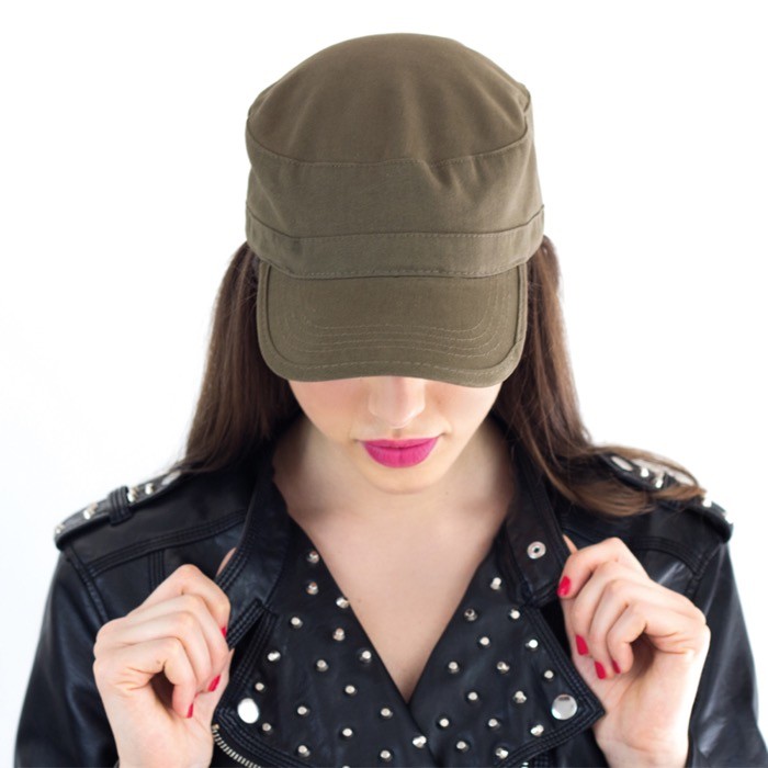 Gorra de algodón de estilo militar con cierre de velcro 235 g/m2 color verde oliva vista 2 Gorra de algodón de estilo militar con cierre de velcro 235 g/m2 color verde oliva vista 2