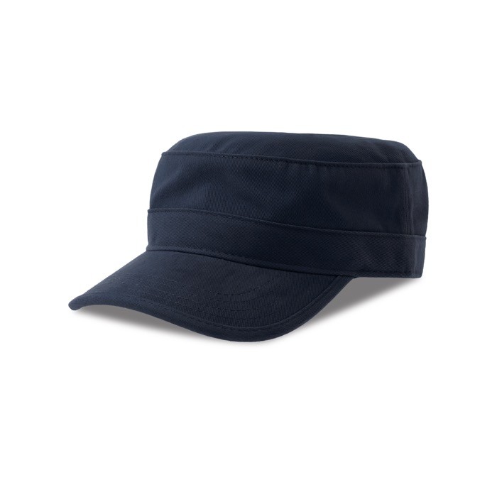 Gorra de algodón tipo militar con visera y cierre velcro 280 g/m2 color azul marino Gorra de algodón tipo militar con visera y cierre velcro 280 g/m2 color azul marino