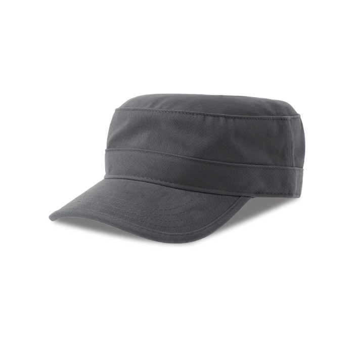 Gorra de algodón tipo militar con visera y cierre velcro 280 g/m2 color gris oscuro Gorra de algodón tipo militar con visera y cierre velcro 280 g/m2 color gris oscuro