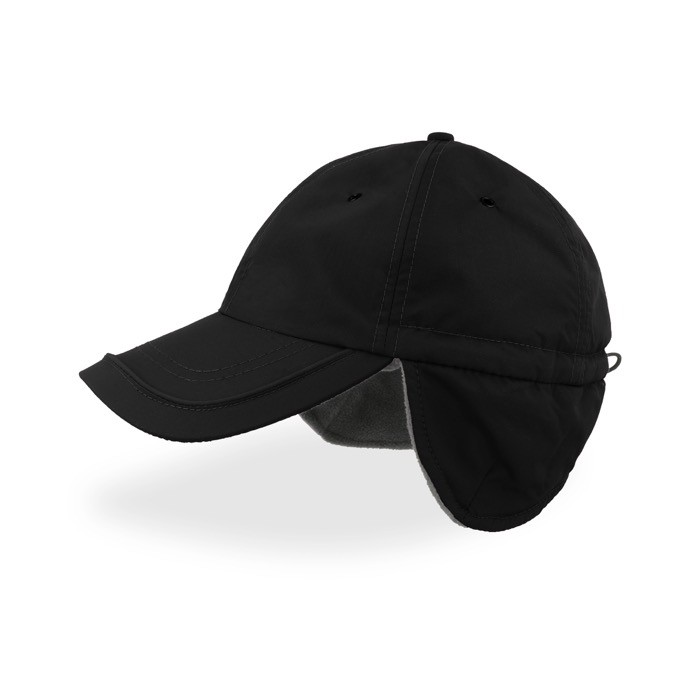 Gorra de invierno de nylon con orejeras y forro polar interior color negro vista 11