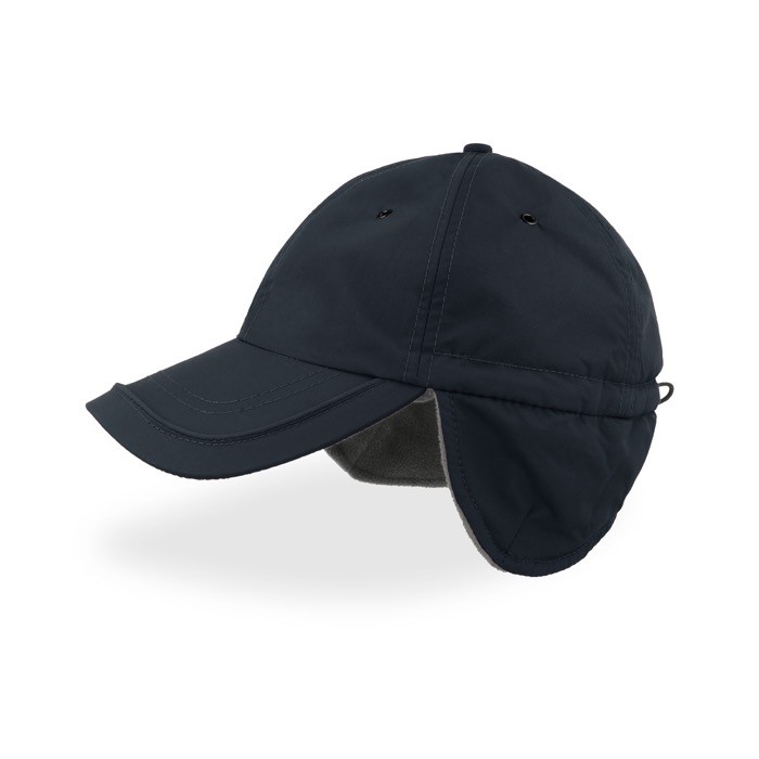 Gorra de invierno de nylon con orejeras y forro polar interior color azul marino