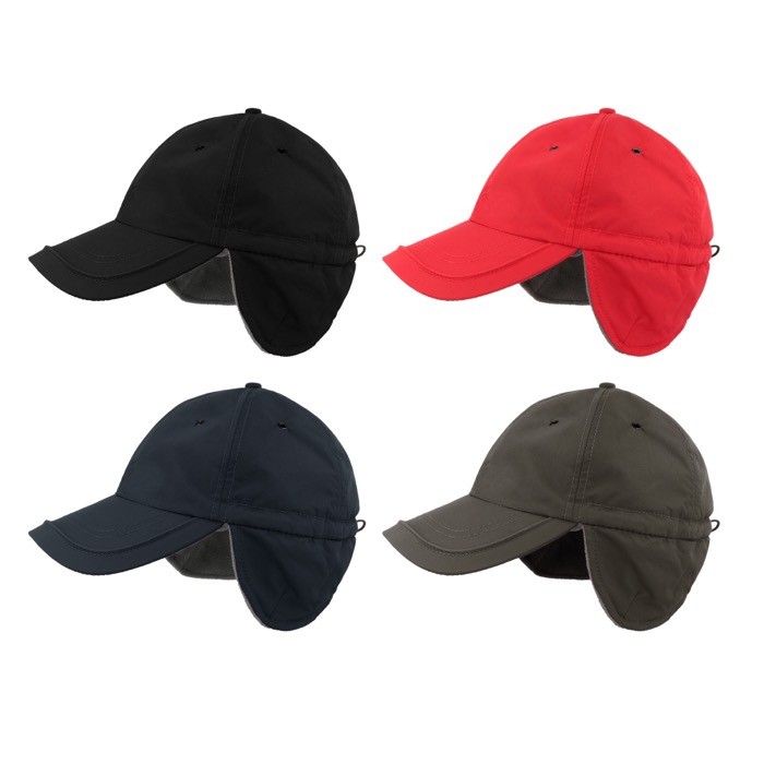 Gorra de invierno de nylon con orejeras y forro polar interior vista con varios colores