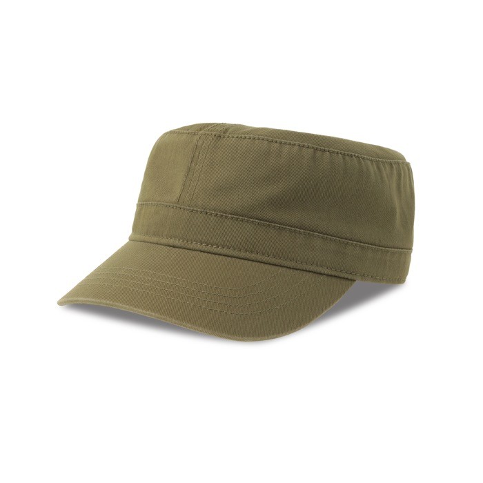 Gorra militar con borde semicurvado en algodón ecológico 280 g/m2 color verde oliva Gorra militar con borde semicurvado en algodón ecológico 280 g/m2 color verde oliva