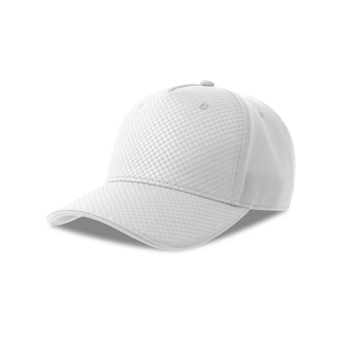 Gorra de material eco tipo automovilística con estampado 3D 230 g/m2 color blanco Gorra de material eco tipo automovilística con estampado 3D 230 g/m2 color blanco
