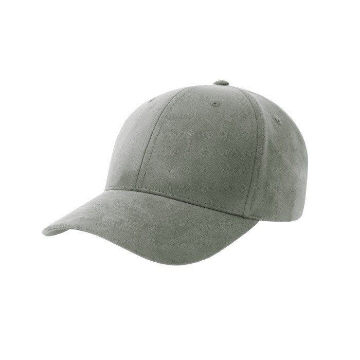Gorra de poliéster reciclado aterciopelada de 6 paneles 135 g/m2 color gris claro