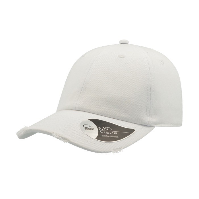 Gorra de algodón de estilo americano 90s con desgaste 280 g/m2 color blanco Gorra de algodón de estilo americano 90s con desgaste 280 g/m2 color blanco