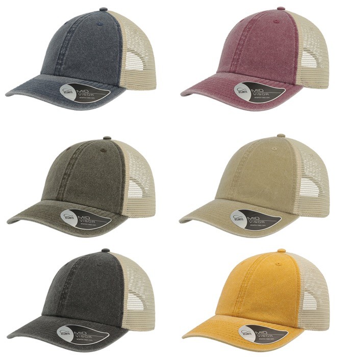 Gorra de camionero vintage en algodón con malla trasera 250 g/m2