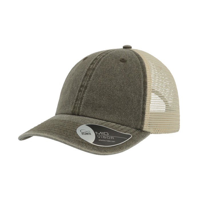 Gorra de camionero vintage en algodón con malla trasera 250 g/m2 color verde oliva