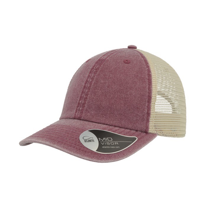 Gorra de camionero vintage en algodón con malla trasera 250 g/m2 color burdeos