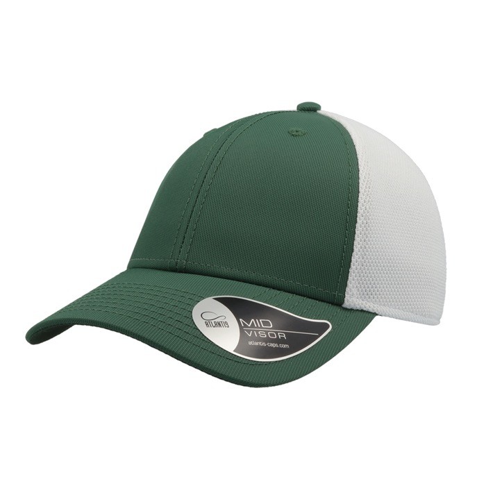 Gorra de nylon y malla de estilo deportivo bicolor de 6 paneles color verde
