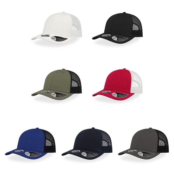 Gorra de algodón reciclado de 6 paneles y malla tarsera 250 g/m2 vista detalle 7