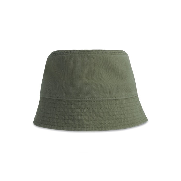 Gorro estilo bob de algodón reciclado con dos ojales 260 g/m2 color verde oliva