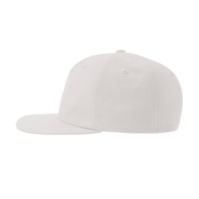 Gorra vintage de algodón reciclado con visera plana 260 g/m2 color blanco