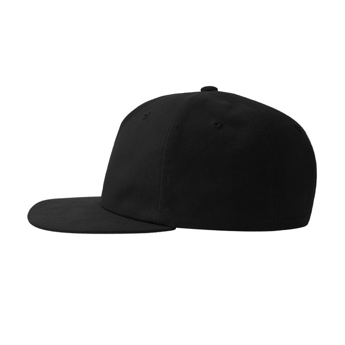 Gorra vintage de algodón reciclado con visera plana 260 g/m2 color negro