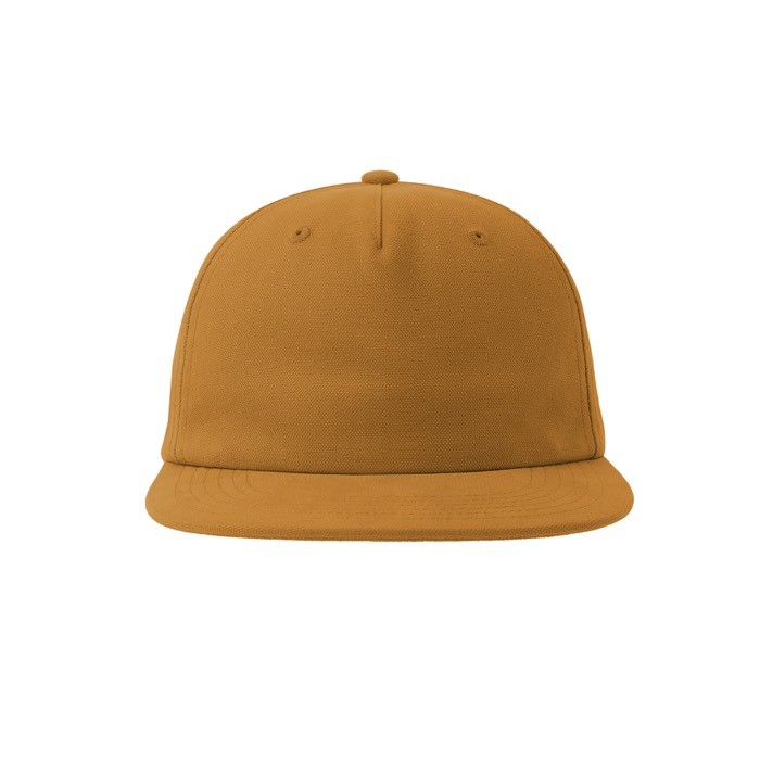 Gorra vintage de algodón reciclado con visera plana 260 g/m2 color mostaza vista detalle 6