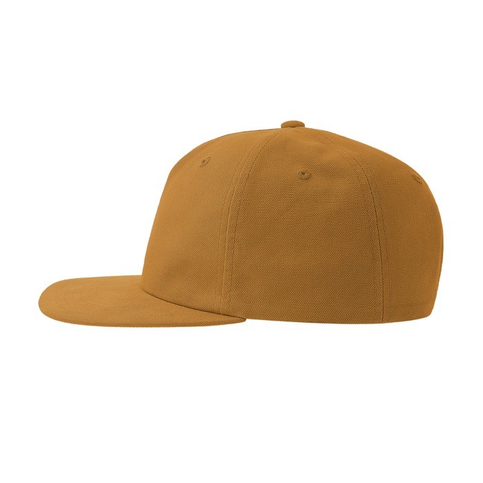 Gorra vintage de algodón reciclado con visera plana 260 g/m2 color mostaza