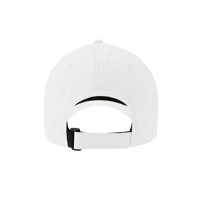 Gorra de poliéster reciclado y elastano con dry tech 195 g/m2 color blanco vista detalle 2
