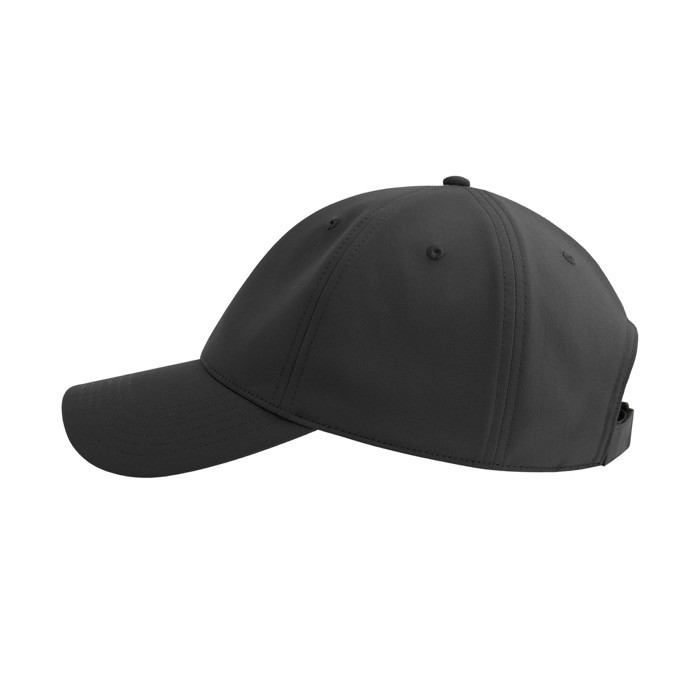 Gorra de poliéster reciclado y elastano con dry tech 195 g/m2 color negro