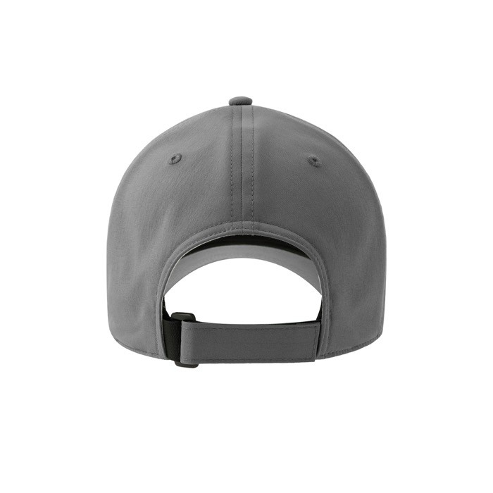 Gorra de poliéster reciclado y elastano con dry tech 195 g/m2 color gris oscuro vista detalle 2