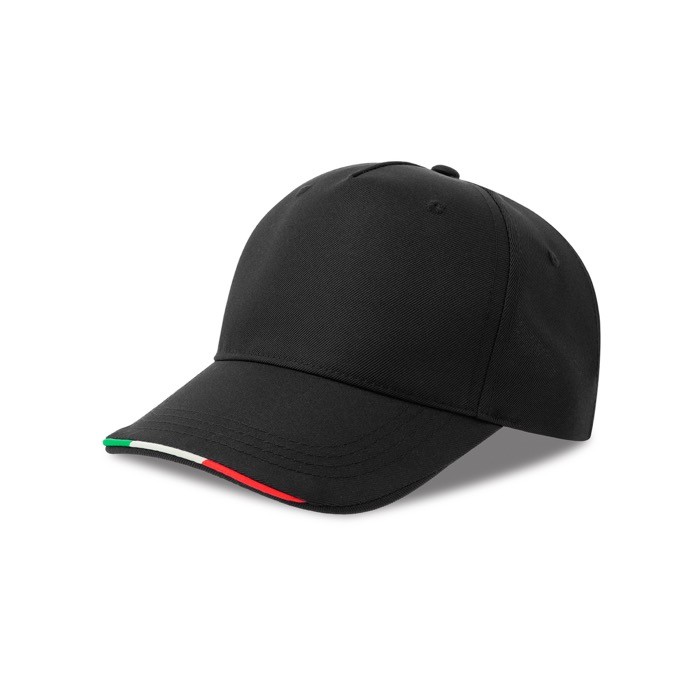 Gorra de béisbol de poliéster reciclado con visera italiana 220 g/m2 color negro vista 11