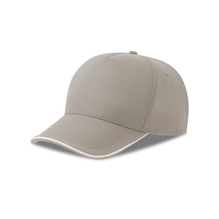 Gorra de béisbol de poliéster reciclado de 5 paneles 220 g/m2 color gris claro Gorra de béisbol de poliéster reciclado de 5 paneles 220 g/m2 color gris claro