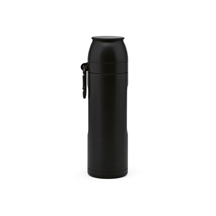Termo de acero inoxidable reciclado con taza en la tapa 750ml color negro