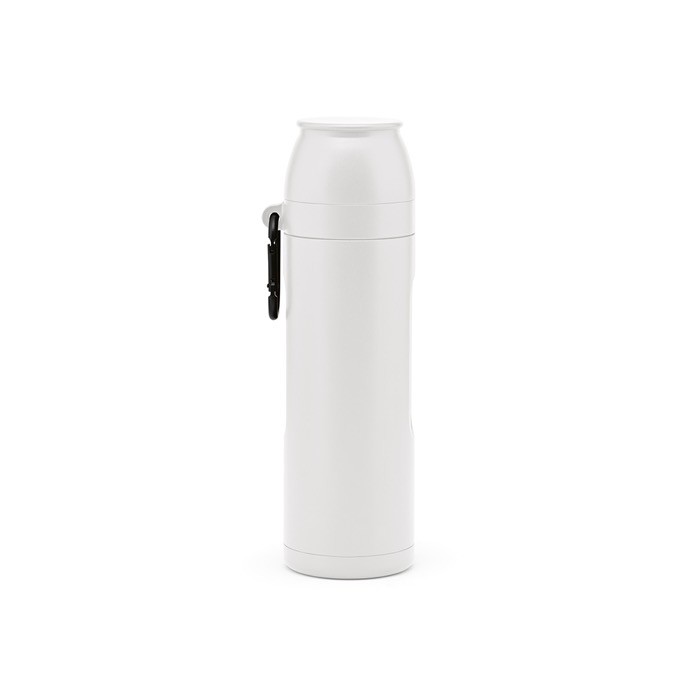 Termo de acero inoxidable reciclado con taza en la tapa 750ml color blanco